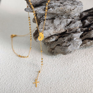 Rosario Religioso <span class=keywords><strong>de</strong></span> Acero Inoxidable Antideslustre, Artículos Religiosos Católicos, Collar con Colgante <span class=keywords><strong>de</strong></span> Cruz <span class=keywords><strong>para</strong></span> <span class=keywords><strong>Hombre</strong></span> - Product Image 5