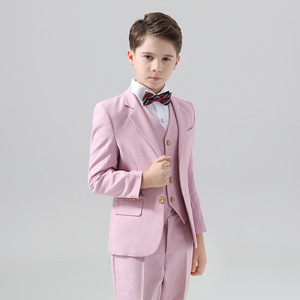 Completo elegante da ragazzo a 5 pezzi camicia Blazer rosa stile britannico camicia con cravatta a farfalla elegante vestito da ragazzo fiore e pianoforte - Product Image 5