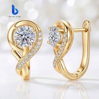 Feiner Schmuck 14K Gold Luxus Infinity Creolen 1CT Laborgezüchteter Diamant IGI-Zertifiziert für Damen Mädchen Diamantohrringe