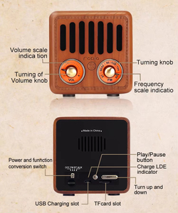 Vofull 908 800mha 5V 1A mini bluetooth Loa di động thực sự rắn gỗ AM FM Radio với TF chức năng thẻ - Product Image 6