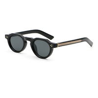 Lunettes de soleil rétro rondes en acétate, monture irrégulière en acétate, branches texturées avec rivets métalliques, verres dégradés UV400, lunettes d'extérieur rétro