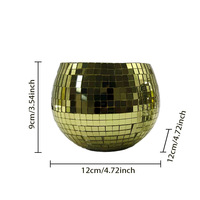 Vase boule disco moderne en verre carré argenté et doré, écologique, à fond plat, miroir, pour plantes, maison, jardin, bureau - Vente en gros usine