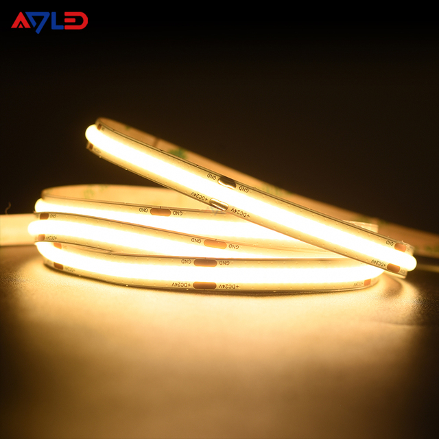 2700K 3000K 4000K 6500K CRI 90 95 LED COB Light Strip 480LEDs 24V Slim 8mm Ultra Narrow Cuttable Flexible LED Strip
