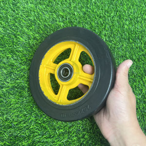 Roues <span class=keywords><strong>de</strong></span> chariot en caoutchouc sans chambre à air solides et durables, résistantes et anti-crevaison, avec moyeu en fonte - Product Image 4