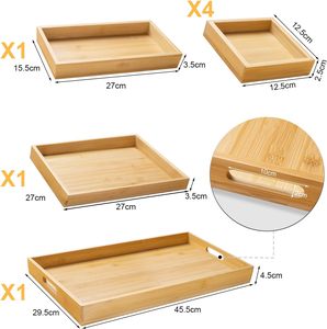 Plateau de service classique en bois avec finition mate lisse, écologique, pour servir des aliments, présenter des articles ou organiser des espaces - Product Image 3