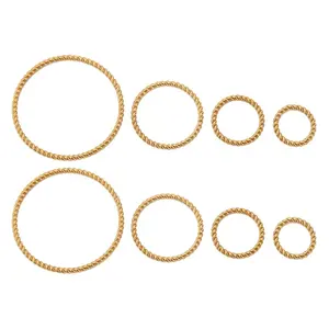 Joyería de moda de acero inoxidable, venta al por mayor, accesorios para hacer bricolaje, anillo fino trenzado chapado en oro de 18K