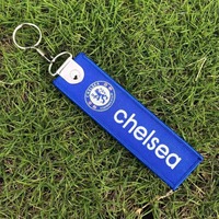 Porte-clés brodé personnalisé avec logo, double face, en tissu, avec lettres, broderie tissée, sur mesure