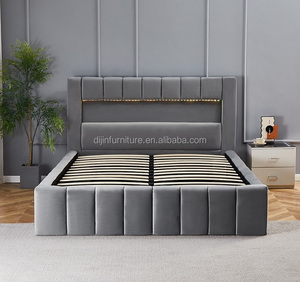 Struttura del <span class=keywords><strong>letto</strong></span> King Size vari colori tessuto di velluto cornici moderne <span class=keywords><strong>letto</strong></span> imbottito testiera con luce a LED - Product Image 6