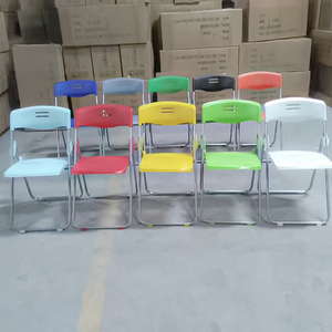 Silla Plegable con Marco Metálico y Reposabrazos de Plástico para Aula Universitaria o de Capacitación, con Paleta de Escritura, de Guangwei Modern School Furniture - Product Image 6