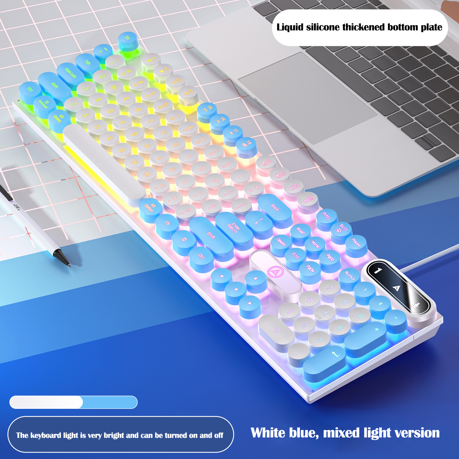 สีขาว-น้ำเงิน