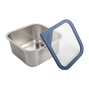 Boîte de conservation alimentaire en acier inoxydable, rectangulaire, taille M, couvercle hermétique en plastique, à un seul niveau, empilable, boîte à lunch - Product Image 4