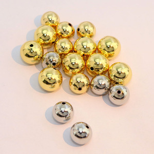 목걸이 주얼리 제작용 <span class=keywords><strong>10mm</strong></span> 12mm 14mm 16mm 18mm 대형 사이즈 18k 골드 실버 도금 메탈 황동 속이 빈 라운드 볼 비즈 - Product Image 3