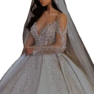 S0481F Envío Directo Vestidos <span class=keywords><strong>de</strong></span> Novia <span class=keywords><strong>de</strong></span> Talla Grande con Apliques <span class=keywords><strong>de</strong></span> Encaje <span class=keywords><strong>de</strong></span> Lujo Brillantes Vestidos <span class=keywords><strong>de</strong></span> Novia con Cuentas <span class=keywords><strong>de</strong></span> <span class=keywords><strong>Estambul</strong></span> - Product Image 2