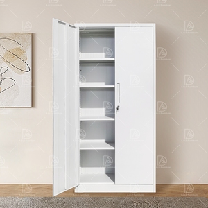 Armoire <span class=keywords><strong>de</strong></span> bureau en acier avec 2 portes battantes, armoire <span class=keywords><strong>de</strong></span> <span class=keywords><strong>rangement</strong></span> en métal verrouillable, cuisine, extérieur, maison, école, fichier, <span class=keywords><strong>garage</strong></span>, classeur - Product Image 2