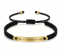 Bracelet tressé gravé sur mesure, revêtement PVD 18K, acier inoxydable 316L, cadeau encourageant, bijoux inspirants et motivants