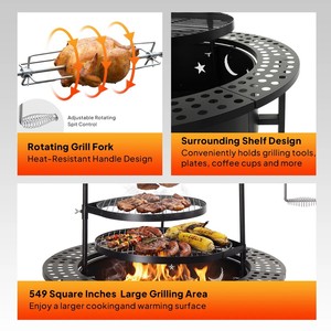 Brasero para Exteriores de Alta Resistencia de 33.5 Pulgadas con Asador Giratorio, Brasero Portátil para Leña con Parrilla Giratoria Extraíble - Product Image 4