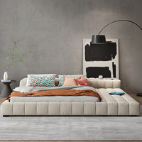 Lit plateforme moderne en tissu Mobilier de chambre à coucher élégant Matelas pour lit double 200*200 Chats Lit fenêtre