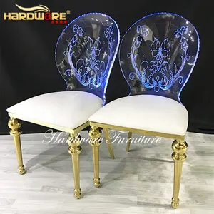 Wholesale Clear Acrylic Back Led Cube Light Luxury Style Wedding Chairs