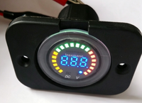 Voltmeter DC Bulat LED Color Bar Pengukur Tegangan Digital DC 12V 24V Panel Meter Monitor Tegangan Baterai Mobil Motor Kapal