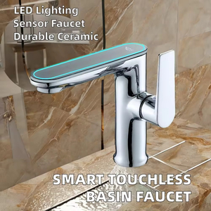 Feidu hiện đại thông minh hiển thị kỹ thuật số đồng gốm van lõi đơn lỗ phòng tắm lưu vực Vòi Nước Cảm ứng nóng/lạnh tính năng nước - Product Image 4