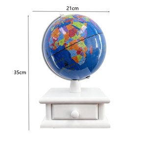 Globo Terráqueo <span class=keywords><strong>de</strong></span> Papel Colorido Azul Oscuro Brillante con Base <span class=keywords><strong>de</strong></span> Madera y Soporte Metálico Negro Mate, Meridianos, Luz Natural, Educativo - Product Image 3