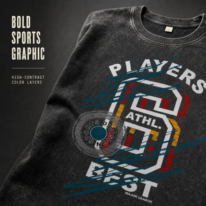 Camisetas de Hombre con Estampado DTG, Lavado Ácido, Corte Holgado, Estilo Streetwear, Elementos Deportivos Personalizados, Algodón Transpirable - Product Image 6
