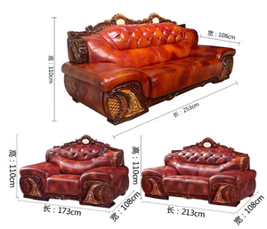 Moderno Juego de Sofás de Cuero Genuino Beno de Estilo Europeo para Sala de Estar, de Cuatro Plazas, de Alta Gama, con Madera Sólida de Lujo - Product Image 5
