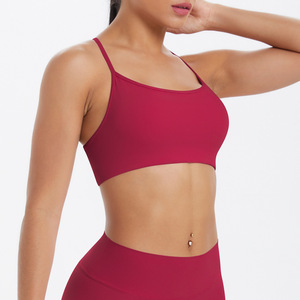 Women Thin Strap Criss Cross Back Yoga Bra Backless Padded Shockproof Pilates Sports Bra Gym Workout Running Activewear - Product Image 5