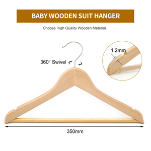 <span class=keywords><strong>Cintre</strong></span> pour bébé <span class=keywords><strong>en</strong></span> <span class=keywords><strong>bois</strong></span> massif de couleur naturelle inachevée Lindon pour robe chemise pour enfants - Product Image 3