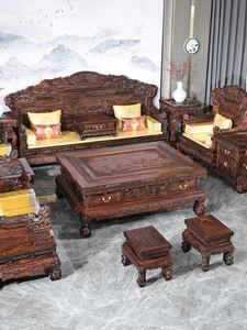 كرسي عرش الأسد الملكي الكلاسيكي من خشب دونغيان الأحمر الإندونيسي، كبير وسميك، بتصميم فرع مينغ تشينغ الأسود الحامض، مناسب للتخزين وكرسي أريكة - Product Image 3