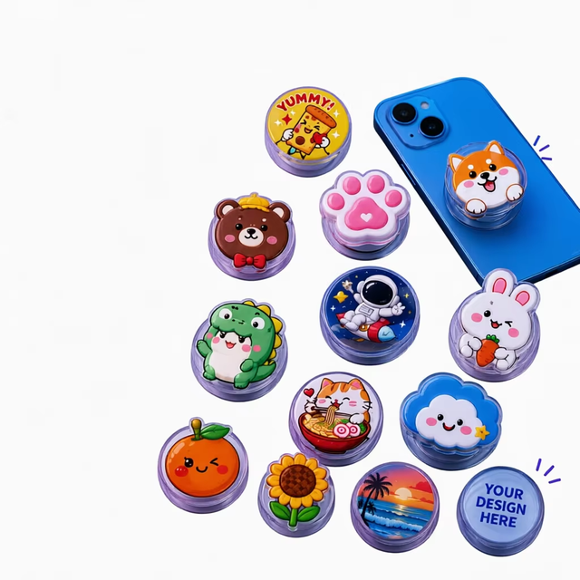 Custom Clear Acrylic Phone Grip with Dog Design Personalized Smartphone Holder, OEM / ODM