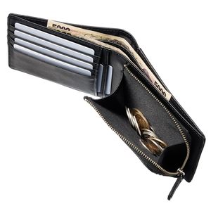 Genuine Leather Carbon Fiber Texture Short Zipper <b>Wallet</b> With Coin Compartment <b>Men's</b> Compact Bi-Fold <b>Wallet</b> Multiple Card Slots - Product Image 3