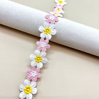 Ruban de dentelle guipure multicolore à motif marguerite, broderie florale, applique pour la couture de vêtements, le bricolage et la décoration de robes Abaya