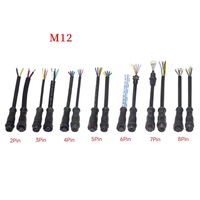 Connecteur M12 3-8 broches, étanche, mâle/femelle, droit, circulaire, pour câble électrique, connecteur d'alimentation