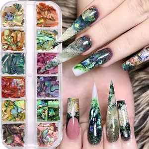 12 grilles de paillettes pour nail art, effet coquille <span class=keywords><strong>d</strong></span>'ormeau Aurora, tranches de coquillages marins irrégulières 3D, breloques pour ongles, 1 pièce, paillettes holographiques, accessoires pour ongles - Product Image 4