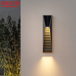 Lampe murale solaire extérieure étanche 3000K lumière chaude pour cour, villa, terrasse, avant-toit, portail, entrée - Product Image 1