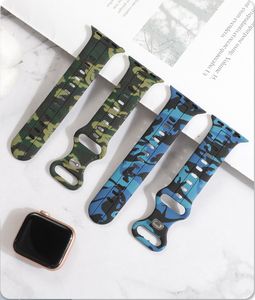 Bracelet de montre en caoutchouc de silicone camouflage pour <span class=keywords><strong>Apple</strong></span> <span class=keywords><strong>Watch</strong></span> Series10 9 8 <span class=keywords><strong>7</strong></span> Ultra SE Boucle papillon Bracelet de sport Bracelet Bracelet - Product Image 1