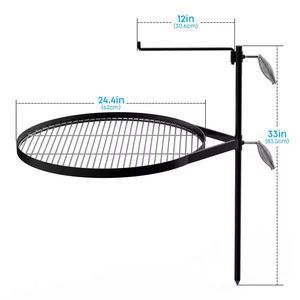 Brasero Portátil Resistente con Base Giratoria y Altura Ajustable, con Soporte para Olla y Parrilla para Barbacoa - Product Image 2