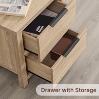 Ensemble de chambre à coucher en bois de style campagnard, 3 pièces, lit plateforme Queen avec tables de chevet avec chargeur