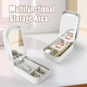 Borsa portaoggetti 2 in 1 con specchio LED, custodia portatile da viaggio per cosmetici - Con scomparti - Essenziale per la routine quotidiana del trucco - Product Image 4