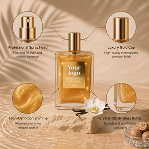 HKH OEM ODM Body Shimmer Oil Waterproof Glitter Body Oil Long Lasting Moisturizing Glow Oil Vegan Private Label Body Care - Product Image 4