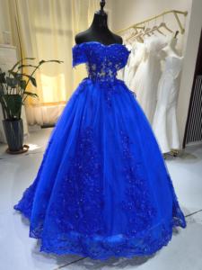 ชุดราตรีงานพรอมสีน้ำเงินกรมท่าแบบใหม่ ปี 2026 รุ่น S1879N  ชุดออกงานหรูหราสำหรับงาน Quinceanera  แบบสั่งตัดได้  ชุดราตรียาวกรอมพื้น - Product Image 5