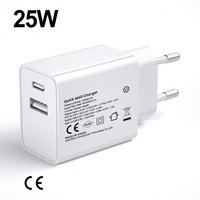 Cargador Rápido USB Tipo-C PD de 25W, QC3.0, Protección OVP y OTP, Enchufe Europeo, Certificado CE ROHS, Adaptador de Corriente para Teléfonos Inteligentes
