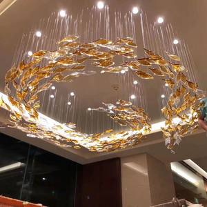 Lampe Lumière Verre Ouest LED Soufflée Orme Led Suspendus Luminaires Plafond Moderne Grand Éclairage Art Osier Drop Lights - Product Image 5