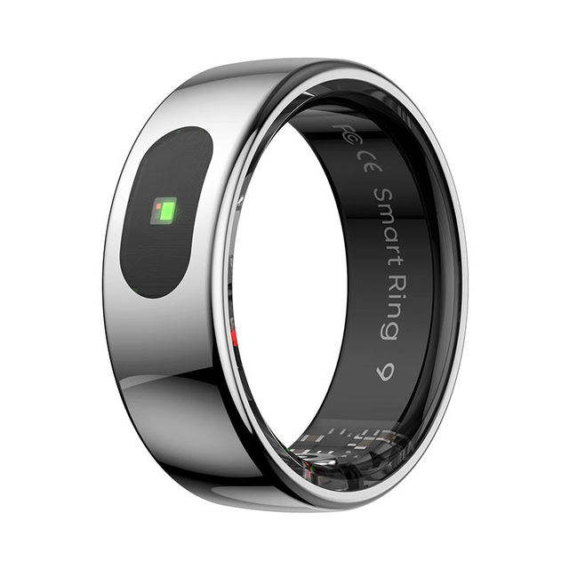 R08 Smart Ring Stainless Steel 5ATM Waterproof Gesture Controlled Heart Rate Oximetry Monitor with Sleep Temperature Tracking