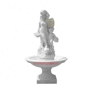 Statue de fille ailée Fontaine en marbre Sculpture d'ornement de caractéristique d'eau de jardin pour cascade de piscine à vendre - Product Image 5