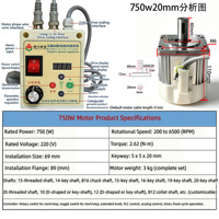 Contrôleur de moteur à vitesse variable à arbre droit de 20 mm, haute puissance 750 W, 220 V LIANGYUAN