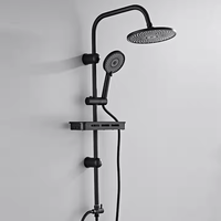 Ensemble de douche pluie contemporain en acier inoxydable chromé avec robinets thermostatiques et jet doux poli pour salles de bain