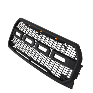 15-17 Raptor Style Matte Black Mesh Grille w/Emblem+LED light Fit For Ford F150