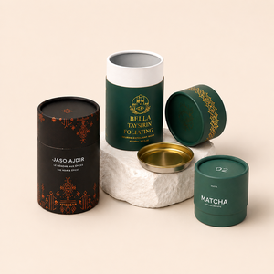Envase de Tubo de Papel Reciclado Personalizado para Galletas y Snacks, Caja Cilíndrica Redonda de Kraft a Prueba de Humedad para Polvo de Matcha - Product Image 1